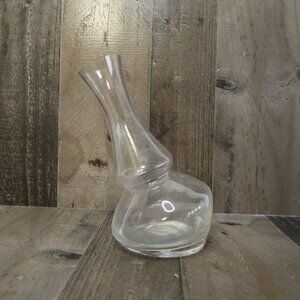 Clear Glass Slanted Wine Decanter Leaning Angled